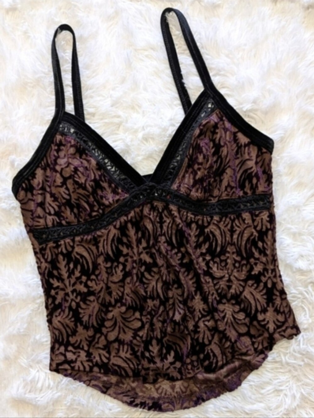 90s Lip Service Purple Burned Velvet Sheer Mesh Vintage Mallgoth Cami Top Medium